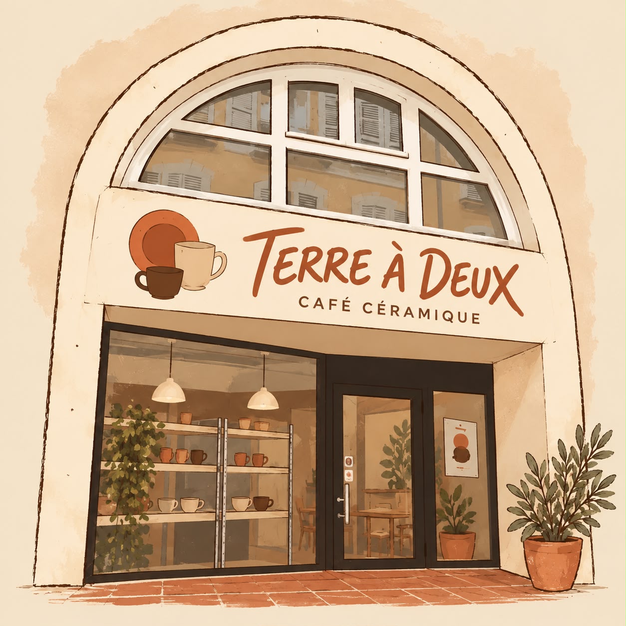 Atelier de peinture sur céramique au café